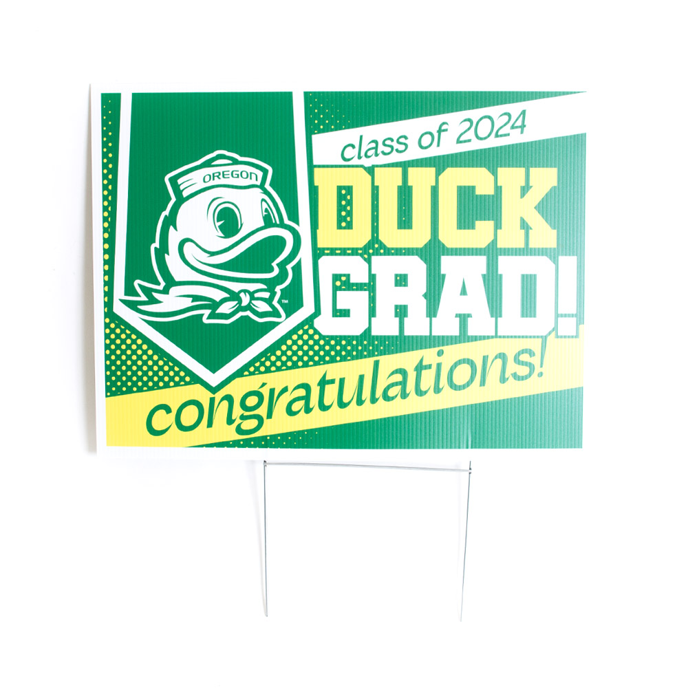 Ducks Spirit, Green, Garden & Patio, Grad, Corrugated, Class of 2024, Yard Sign, 801316